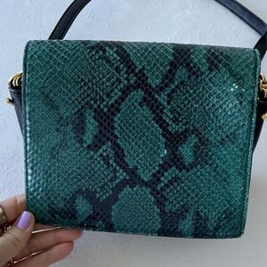 Stuart Weitzman Green Snake Print Crossbody or Waist Bag